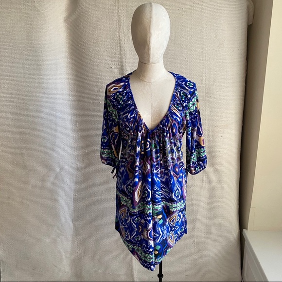 t-bags NWOT Long Sleeved Ikat Print Short Dress - Picture 2 of 8
